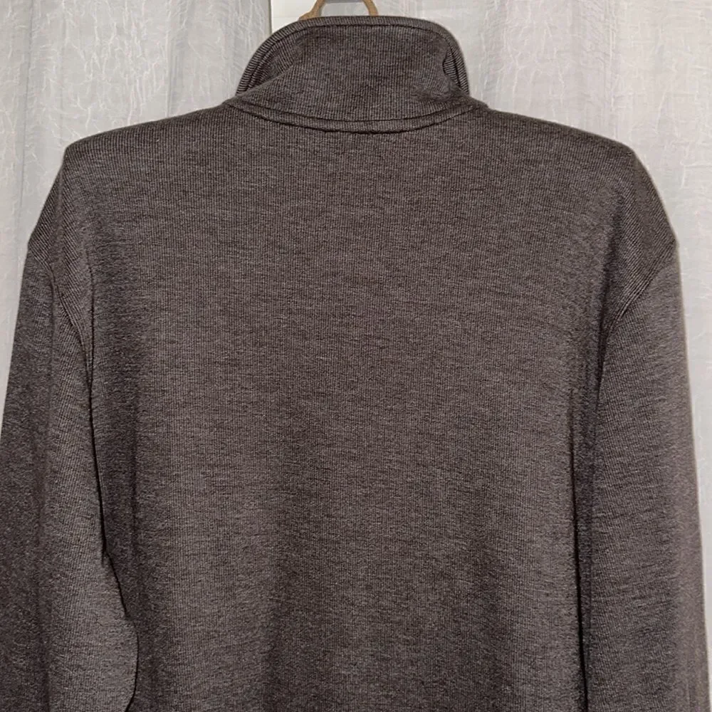 Van Heusen L Cotton Blend Brown Quarter Zip Knit  Mock Neck Sweater